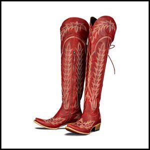 Adjustable Thigh High Cowboy Boots with 2 Inch Heel
